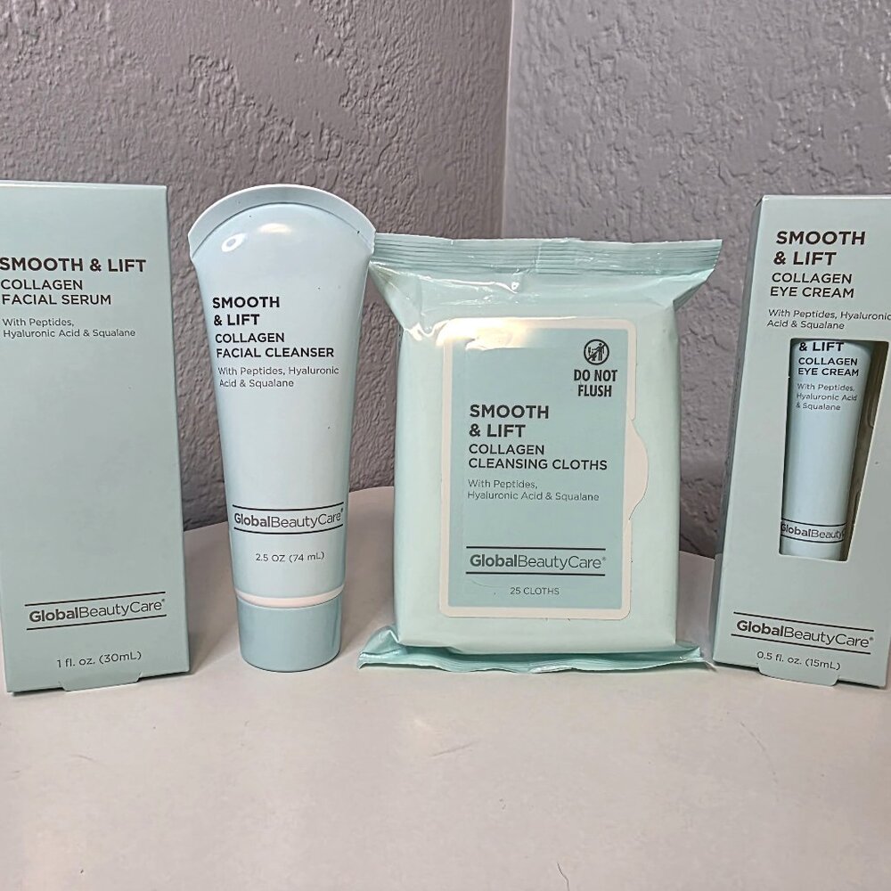 NEW Global Beauty Care Smooth & Lift Collagen Skincare Set 4pc Set